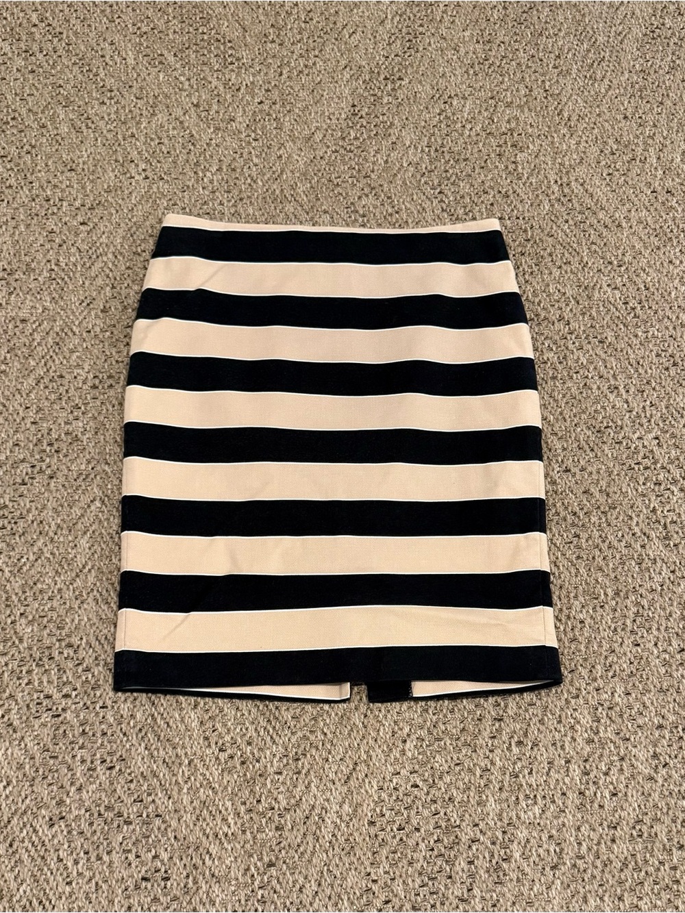 LOFT Black and Cream Striped Pencil Skirt